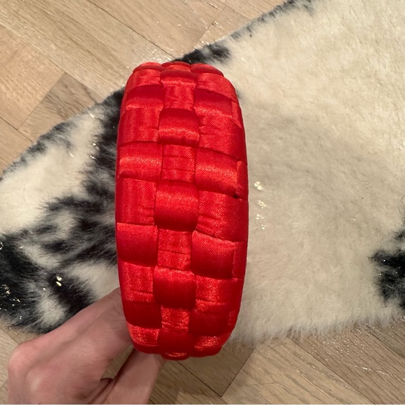 Headband Trio - Red Satin Weave - Navy Velvet - Skinny White w/ Gold Leaf - Picture 3 of 7